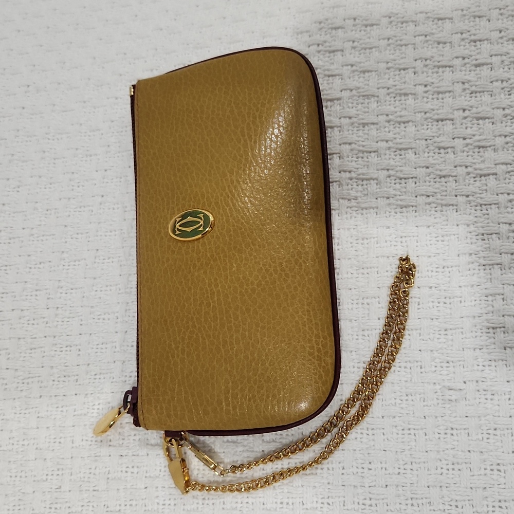 Cartier Purse Pochette with Chain Wallet Pouch w/ Chain Must de Cartier VG-EUC